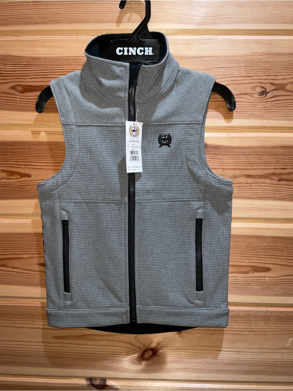 Cinch Kids Grey Ribbed Zip-Front Fleece Vest